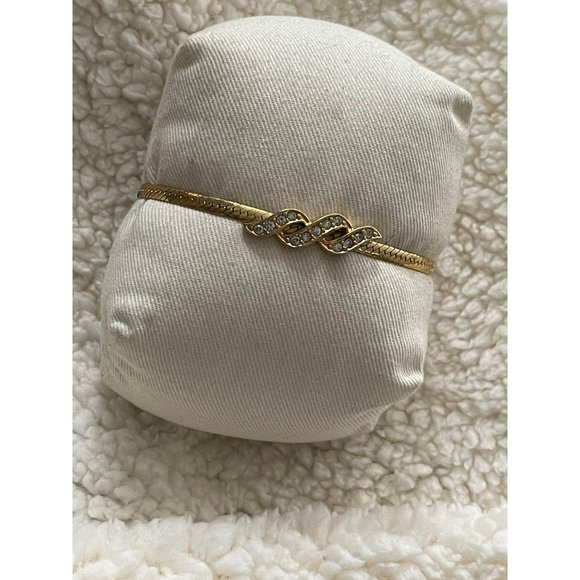 Vintage Avon Gold Tone Rhinestone Twisted Serpentine Design Chain Bracelet - Picture 4 of 9